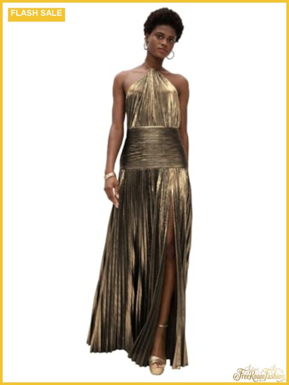 Sleeveless Halter Backless Pleated Bodycon Party Dress Long Formal